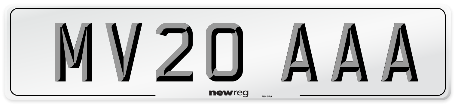 MV20 AAA Number Plate from New Reg